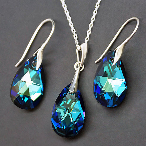 Sudraba komplekts "Baroka (Bermuda Blue)" ar Swarovski™ kristāliem